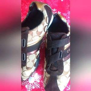 Coach Shoes Brown Bronze Metallic Velour sz8